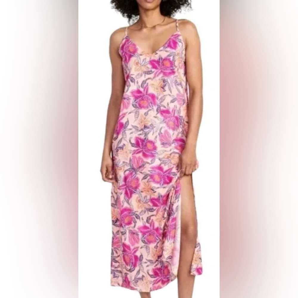 Old Navy Floral Maxi Dress with Double Slits in Orange and Pink -‎ XXL